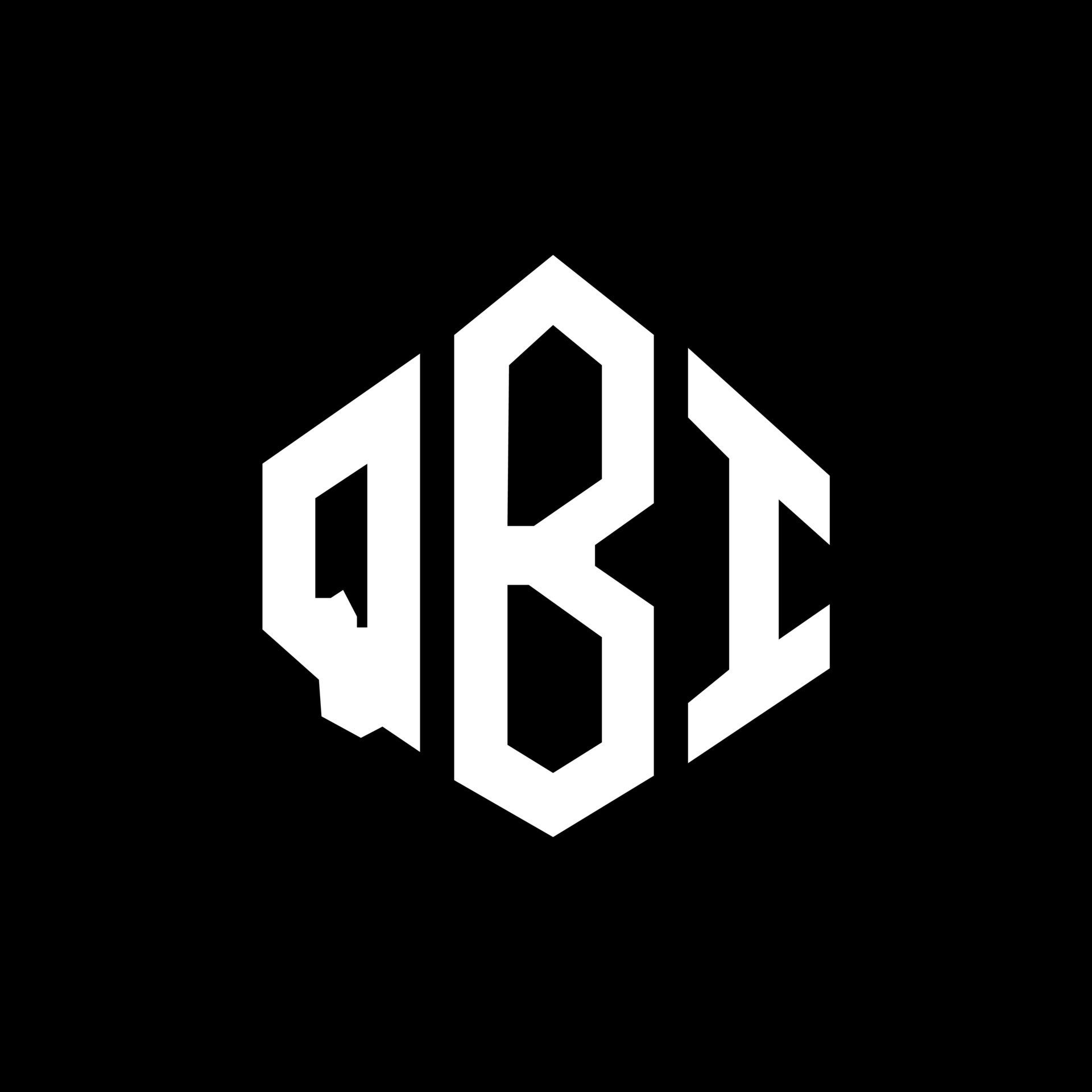 QBI letter logo design with polygon shape. QBI polygon and cube shape