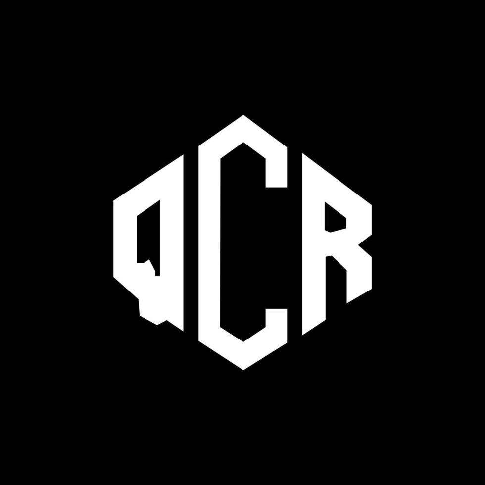 QCR letter logo design with polygon shape. QCR polygon and cube shape logo design. QCR hexagon vector logo template white and black colors. QCR monogram, business and real estate logo.