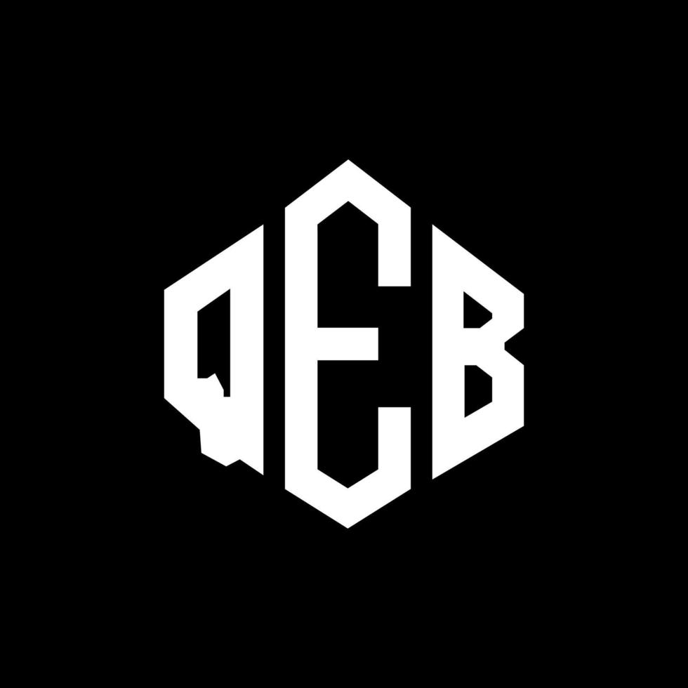 diseño de logotipo de letra qeb con forma de polígono. diseño de logotipo en forma de cubo y polígono qeb. qeb hexágono vector logo plantilla colores blanco y negro. monograma qeb, logotipo empresarial y inmobiliario.