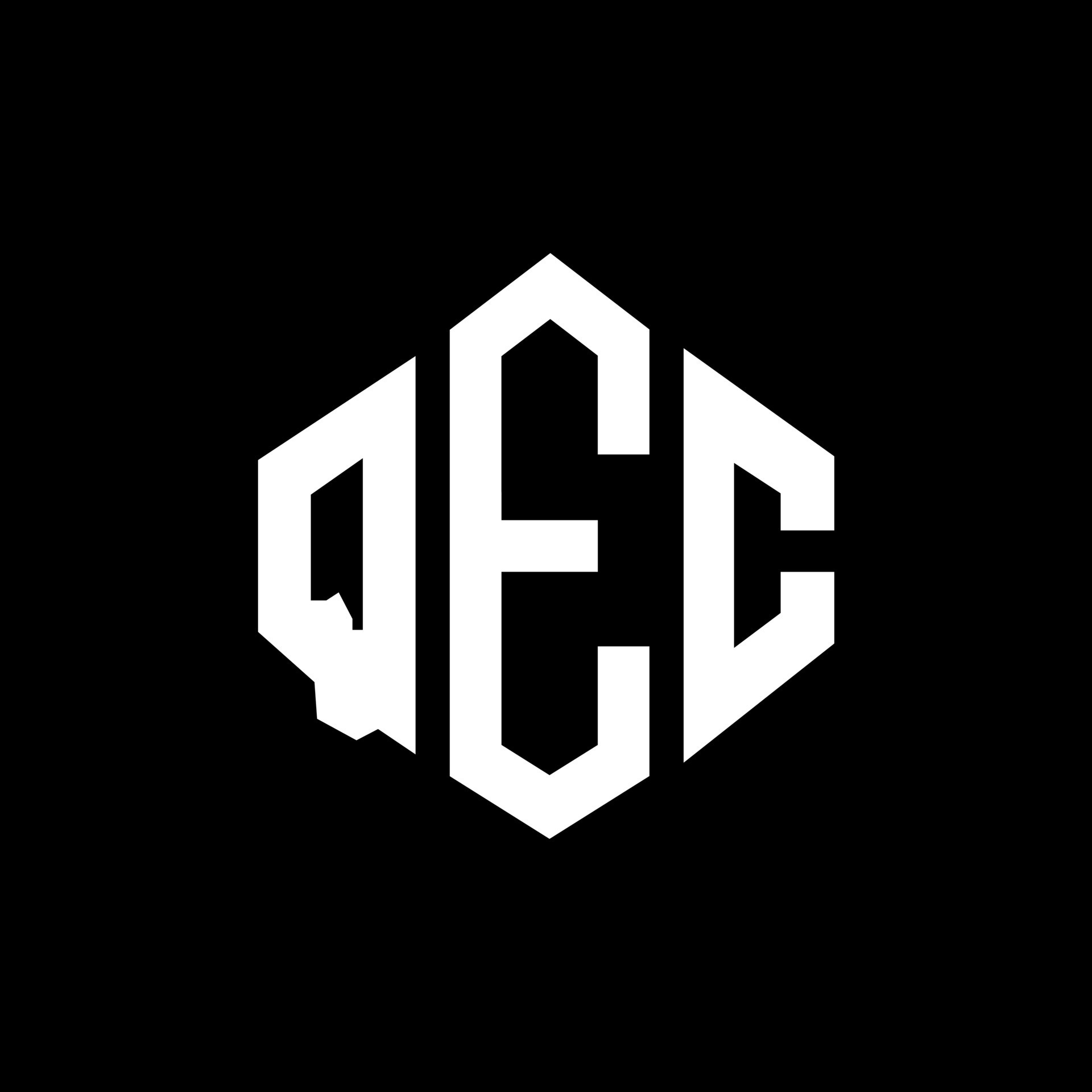 diseño de logotipo de letra qec con forma de polígono. diseño de