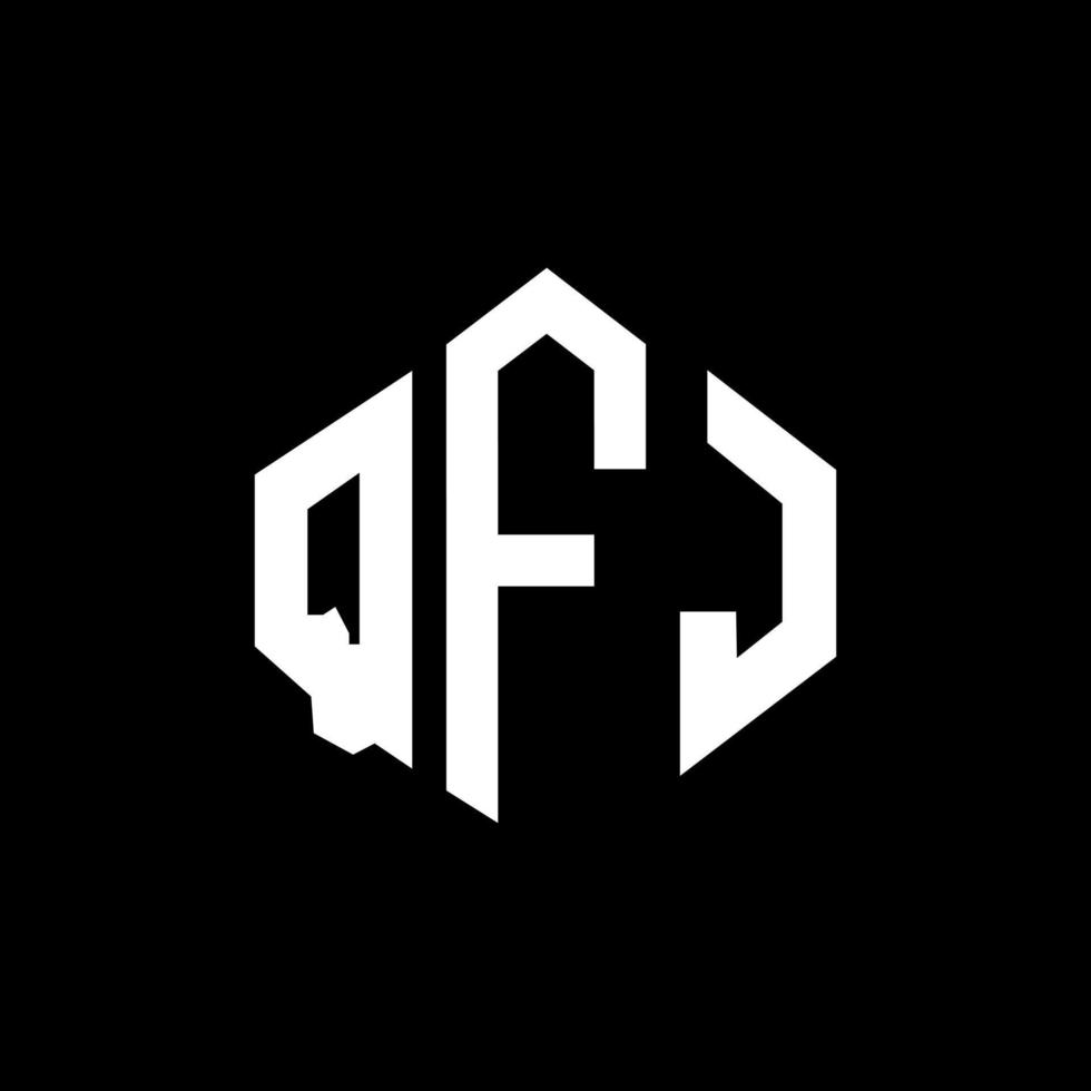 QFJ letter logo design with polygon shape. QFJ polygon and cube shape logo design. QFJ hexagon vector logo template white and black colors. QFJ monogram, business and real estate logo.