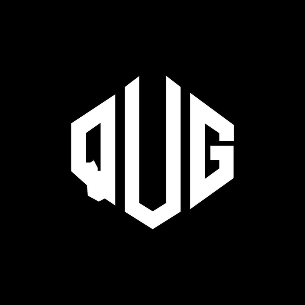 QUG letter logo design with polygon shape. QUG polygon and cube shape logo design. QUG hexagon vector logo template white and black colors. QUG monogram, business and real estate logo.
