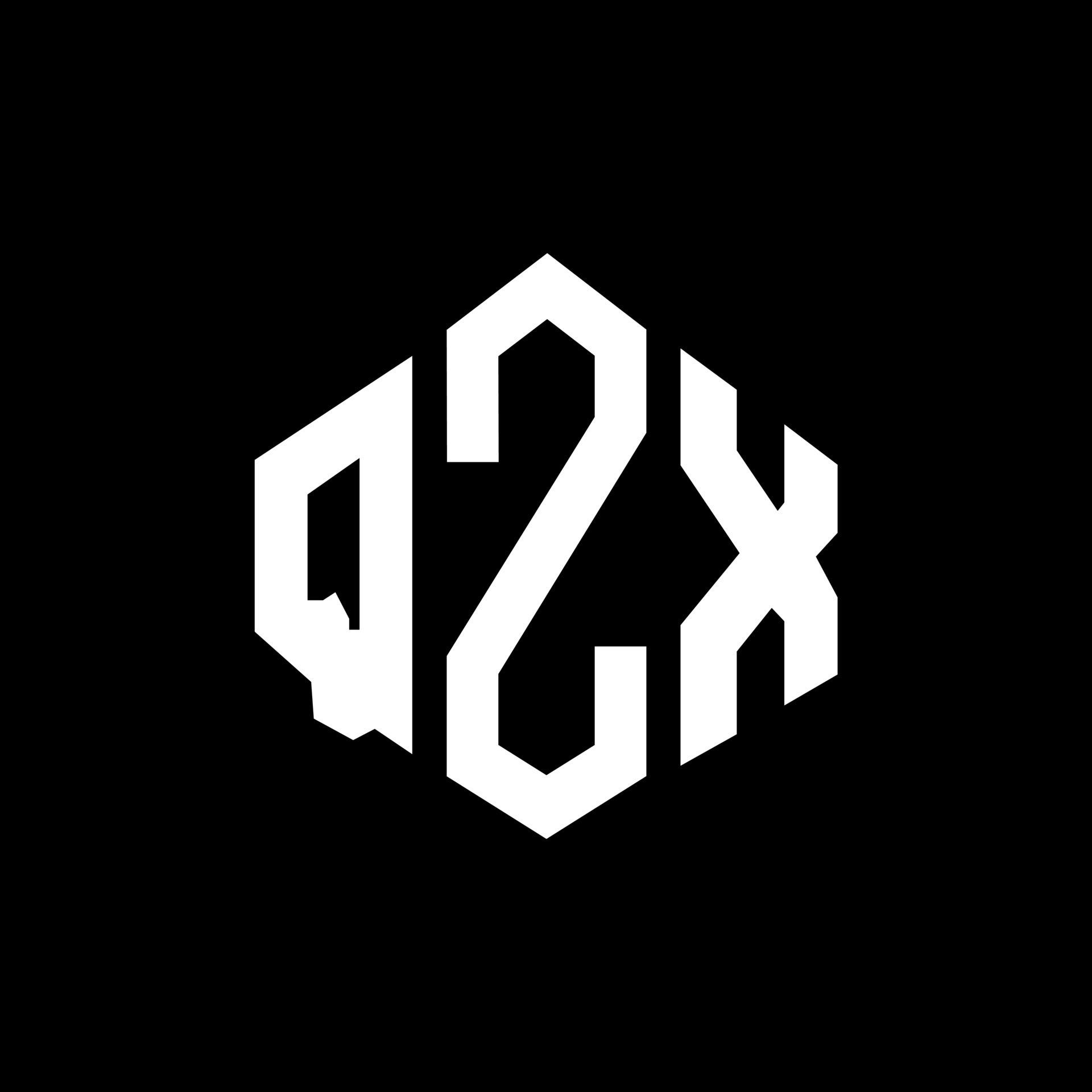 QZX letter logo design with polygon shape. QZX polygon and cube shape