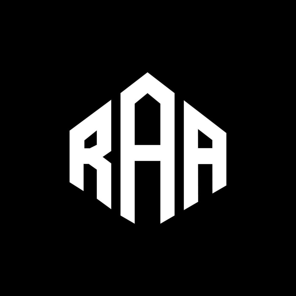 RAA letter logo design with polygon shape. RAA polygon and cube shape logo design. RAA hexagon vector logo template white and black colors. RAA monogram, business and real estate logo.