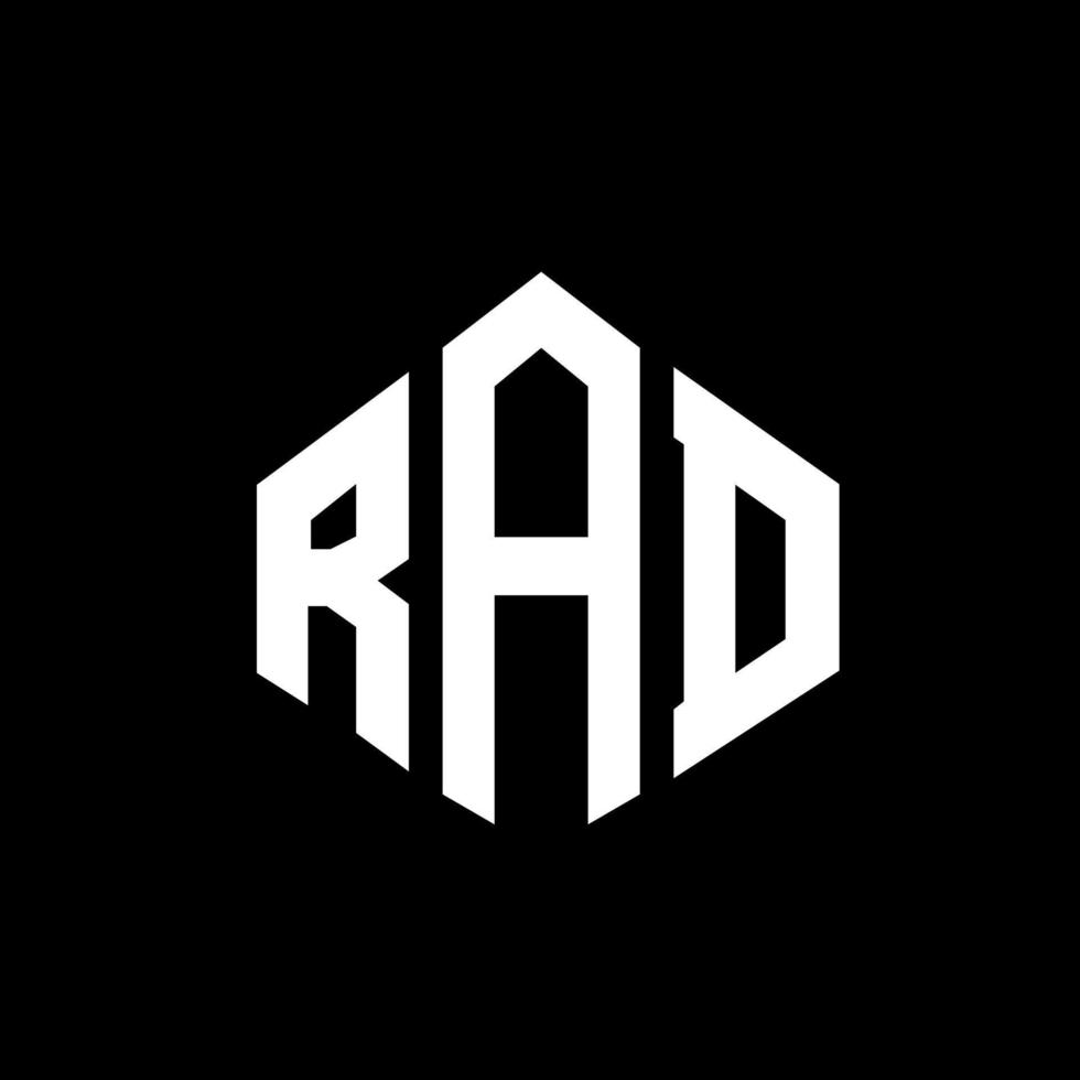 diseño de logotipo de letra rad con forma de polígono. diseño de logotipo en forma de cubo y polígono rad. rad hexágono vector logo plantilla colores blanco y negro. monograma rad, logotipo empresarial y inmobiliario.