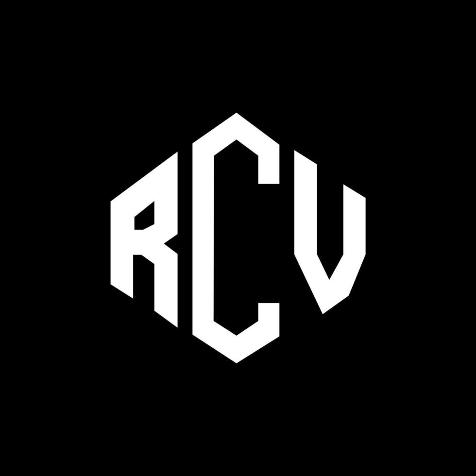 RCV letter logo design with polygon shape. RCV polygon and cube shape logo design. RCV hexagon vector logo template white and black colors. RCV monogram, business and real estate logo.