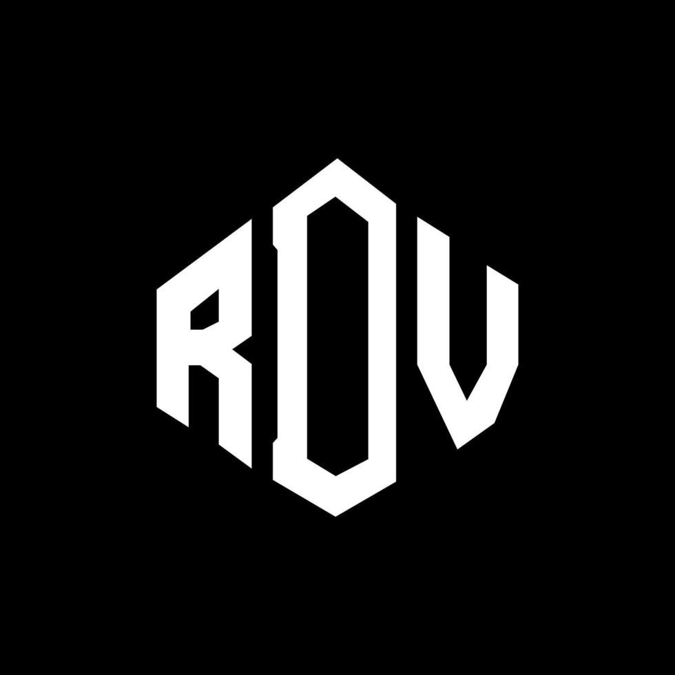 RDV letter logo design with polygon shape. RDV polygon and cube shape logo design. RDV hexagon vector logo template white and black colors. RDV monogram, business and real estate logo.