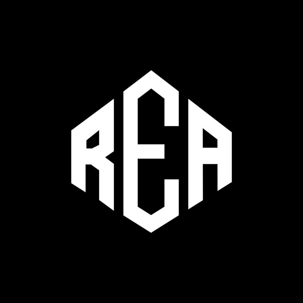 REA letter logo design with polygon shape. REA polygon and cube shape logo design. REA hexagon vector logo template white and black colors. REA monogram, business and real estate logo.