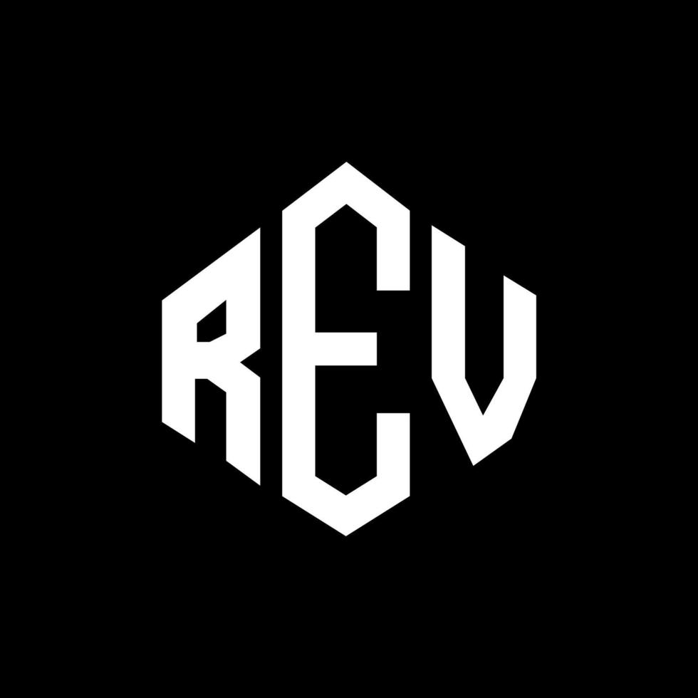 diseño de logotipo de letra rev con forma de polígono. diseño de logotipo en forma de cubo y polígono rev. rev hexágono vector logo plantilla colores blanco y negro. monograma rev, logotipo comercial e inmobiliario.