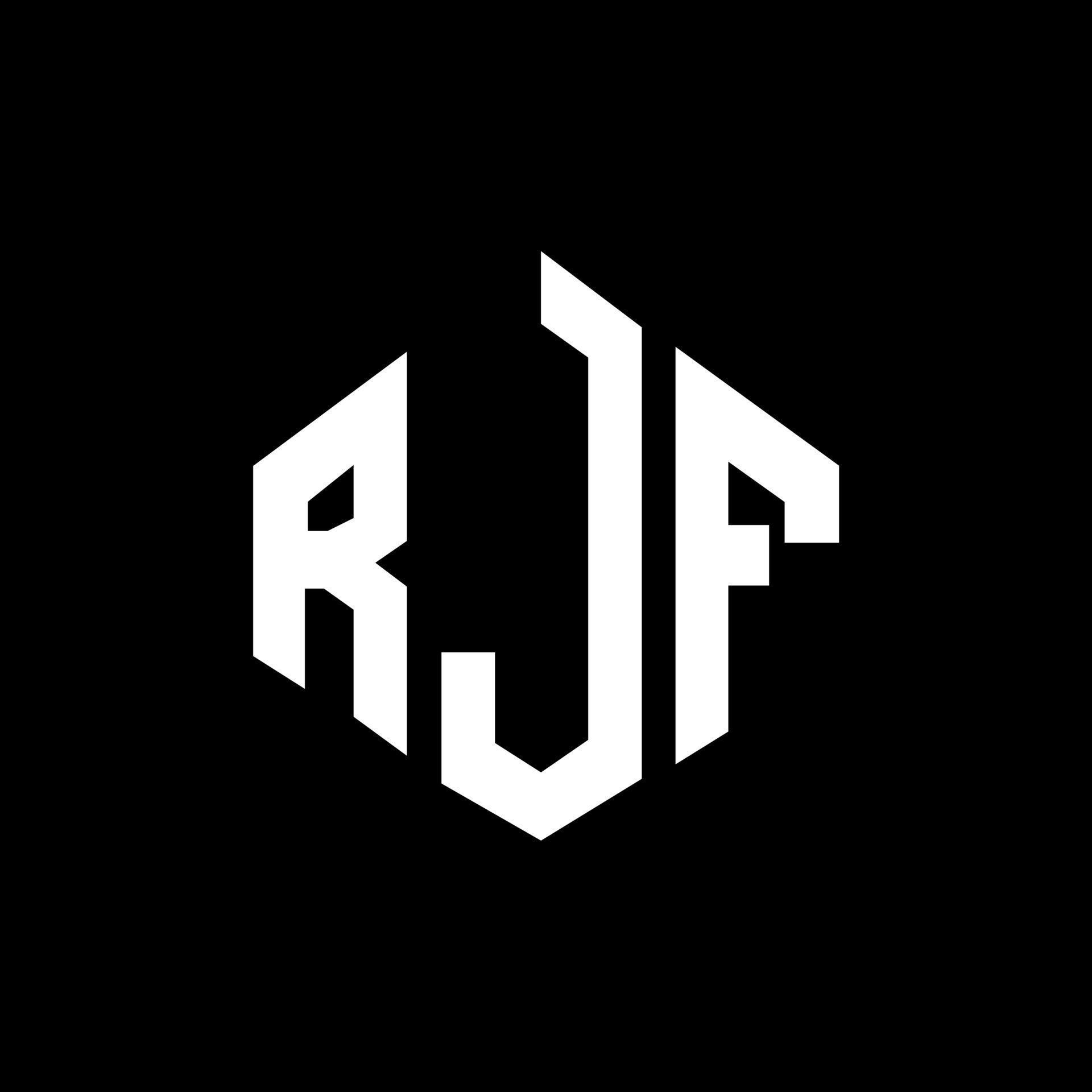 RJF letter logo design with polygon shape. RJF polygon and cube shape