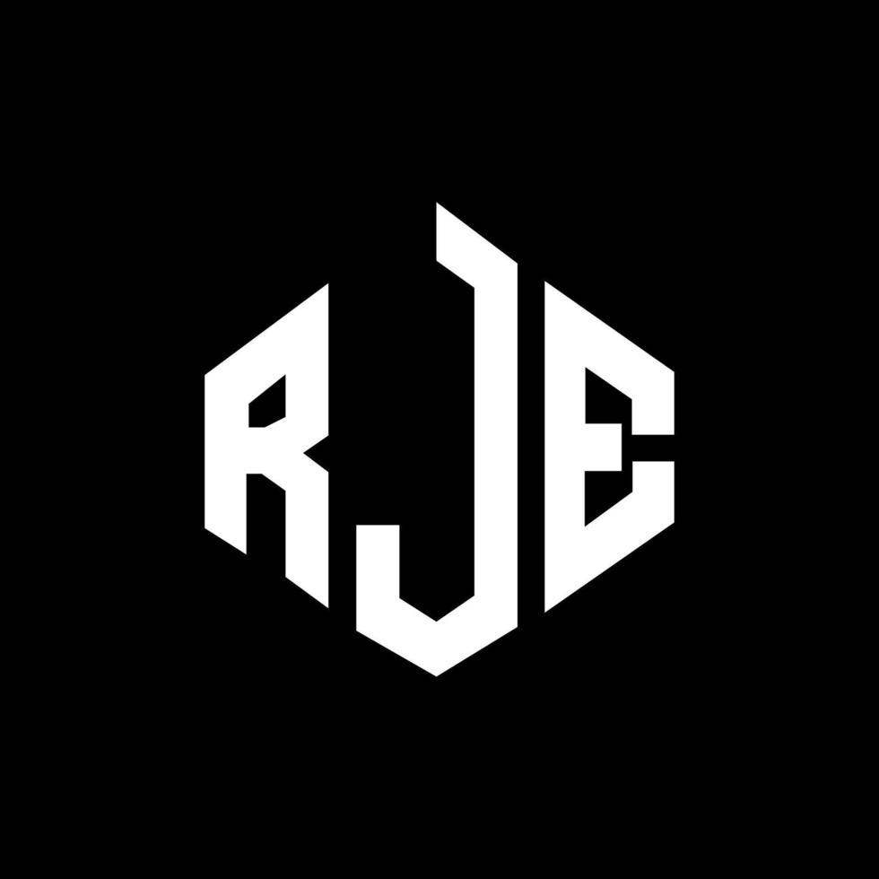 RJE letter logo design with polygon shape. RJE polygon and cube shape logo design. RJE hexagon vector logo template white and black colors. RJE monogram, business and real estate logo.