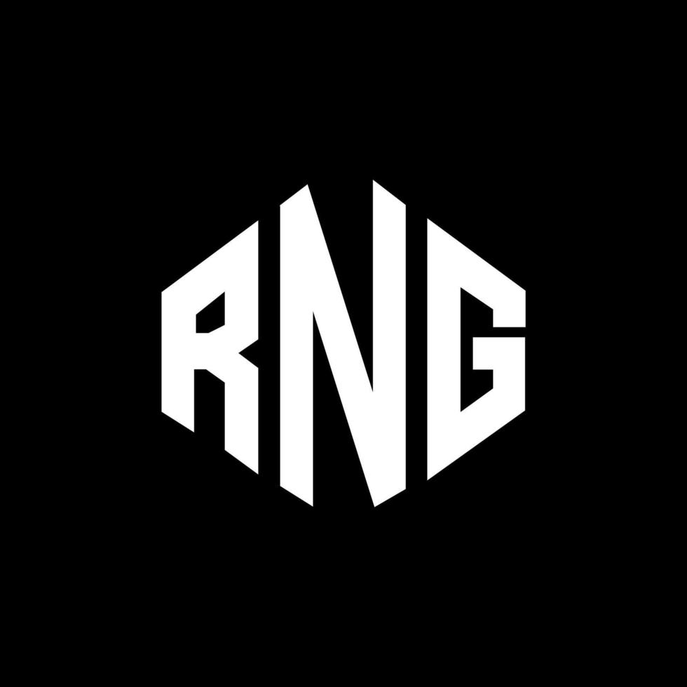 RNG letter logo design with polygon shape. RNG polygon and cube shape logo design. RNG hexagon vector logo template white and black colors. RNG monogram, business and real estate logo.