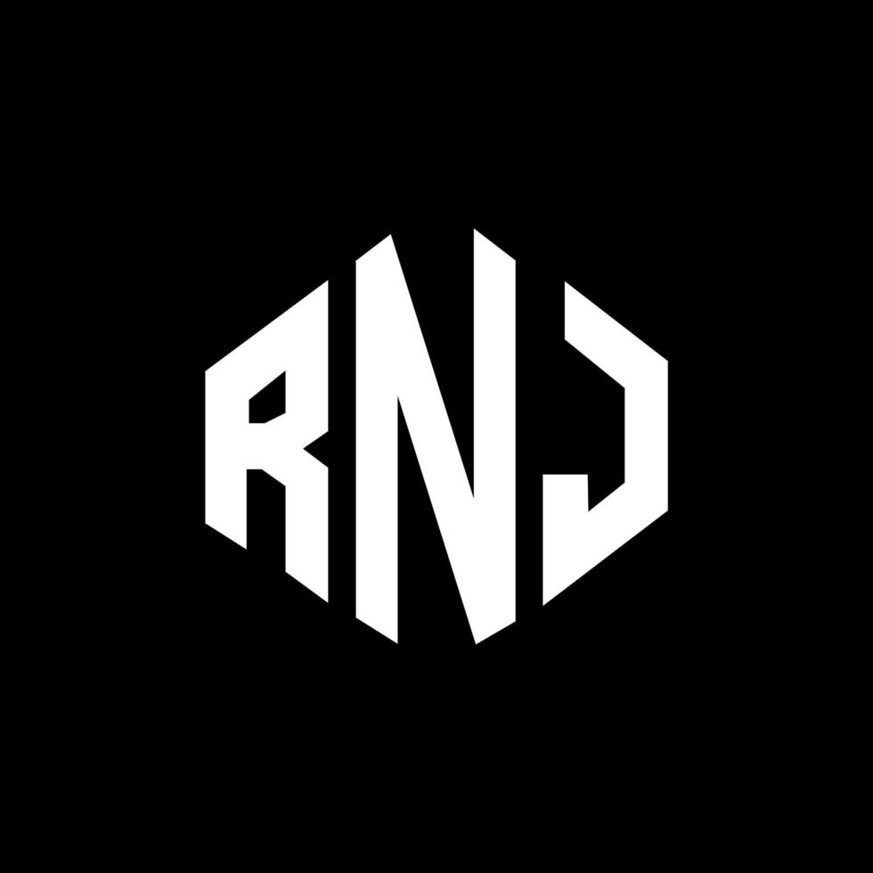 diseño de logotipo de letra rnj con forma de polígono. rnj polígono y diseño de logotipo en forma de cubo. rnj hexágono vector logo plantilla colores blanco y negro. monograma rnj, logotipo empresarial y inmobiliario.