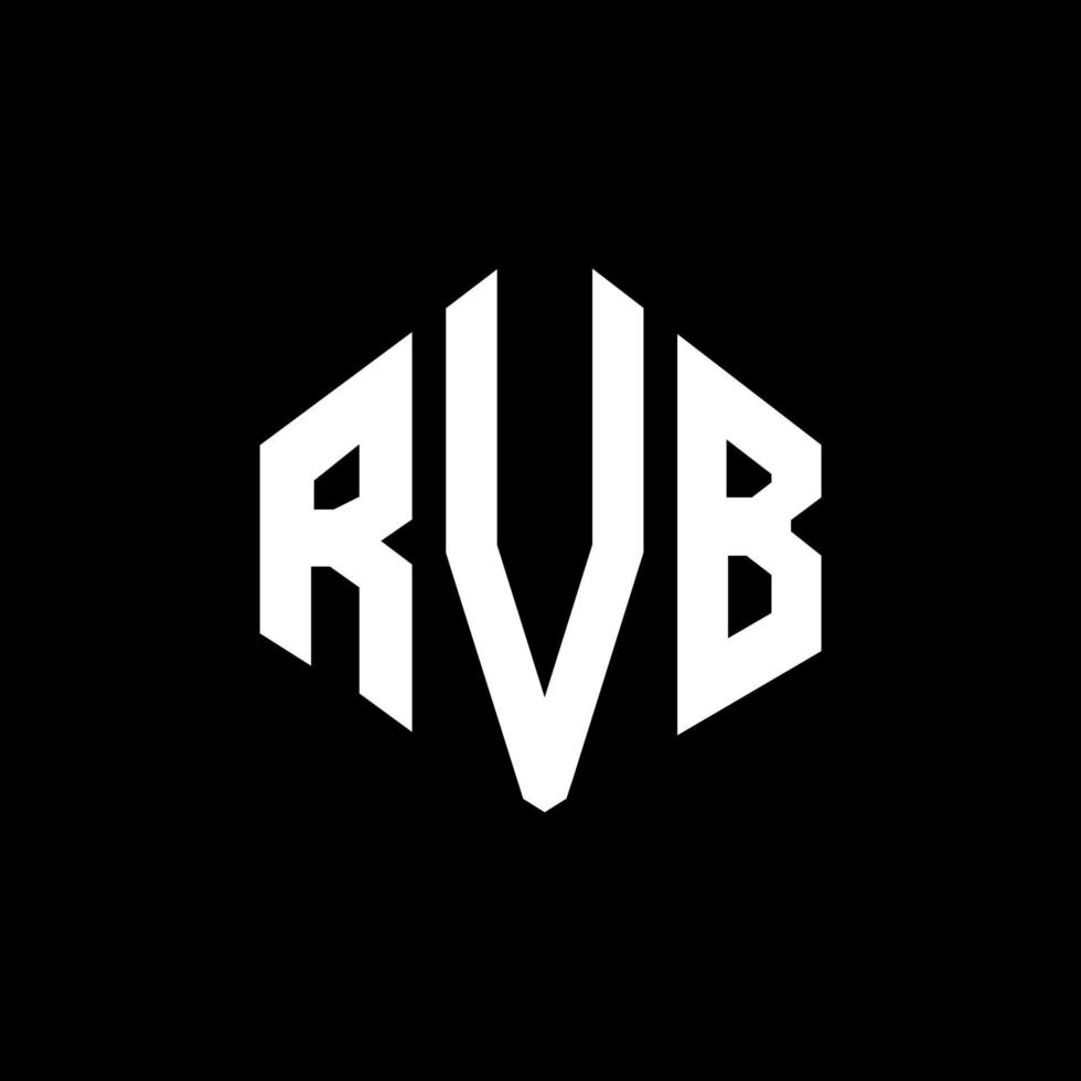 RVB letter logo design with polygon shape. RVB polygon and cube shape logo design. RVB hexagon vector logo template white and black colors. RVB monogram, business and real estate logo.