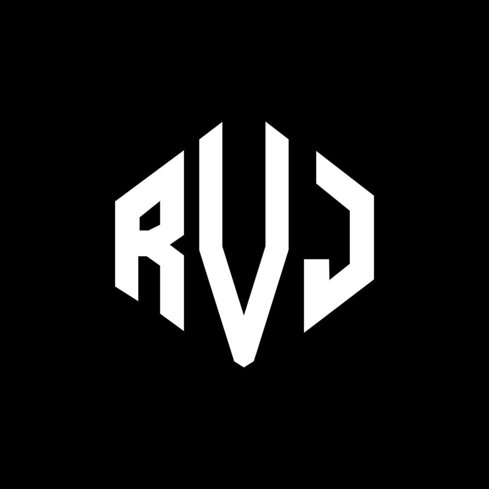 RVJ letter logo design with polygon shape. RVJ polygon and cube shape logo design. RVJ hexagon vector logo template white and black colors. RVJ monogram, business and real estate logo.