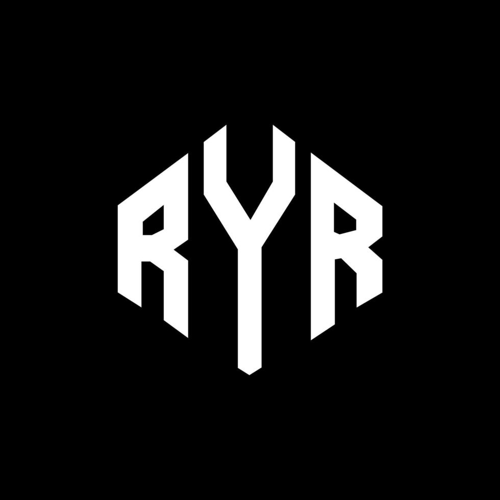 RYR letter logo design with polygon shape. RYR polygon and cube shape logo design. RYR hexagon vector logo template white and black colors. RYR monogram, business and real estate logo.