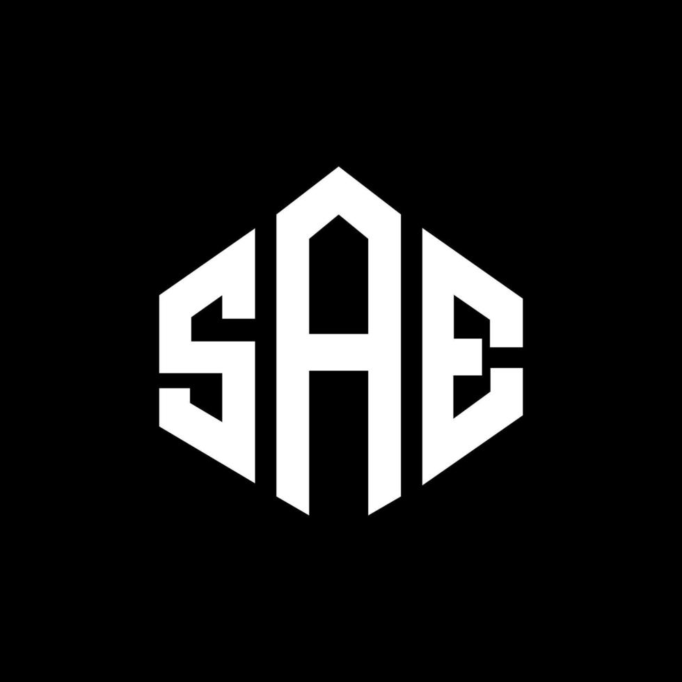 SAE letter logo design with polygon shape. SAE polygon and cube shape logo design. SAE hexagon vector logo template white and black colors. SAE monogram, business and real estate logo.