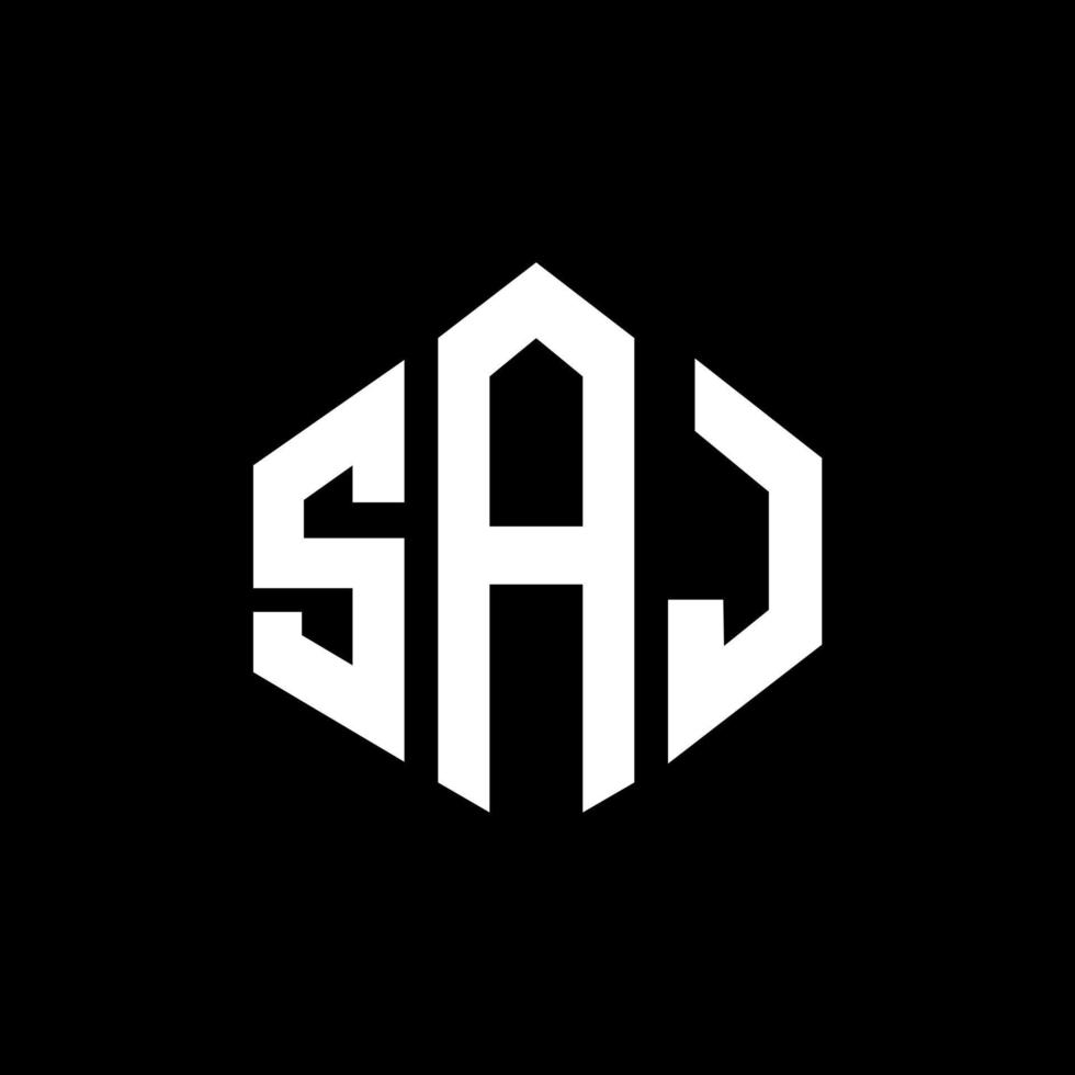 SAJ letter logo design with polygon shape. SAJ polygon and cube shape logo design. SAJ hexagon vector logo template white and black colors. SAJ monogram, business and real estate logo.
