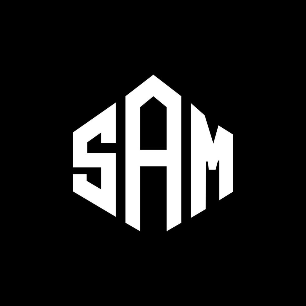 diseño de logotipo de letra sam con forma de polígono. diseño de logotipo en forma de cubo y polígono sam. sam hexagon vector logo plantilla colores blanco y negro. monograma sam, logo de negocios e inmobiliario.