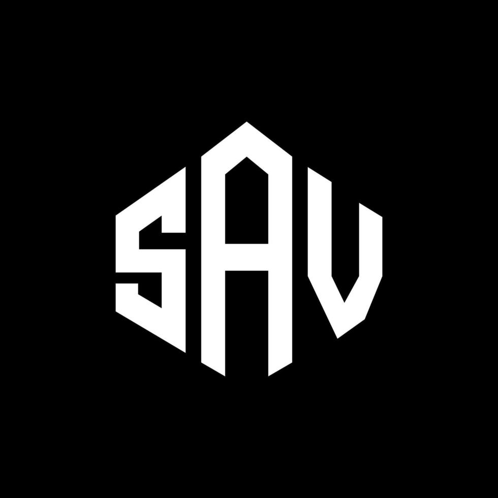 SAV letter logo design with polygon shape. SAV polygon and cube shape logo design. SAV hexagon vector logo template white and black colors. SAV monogram, business and real estate logo.
