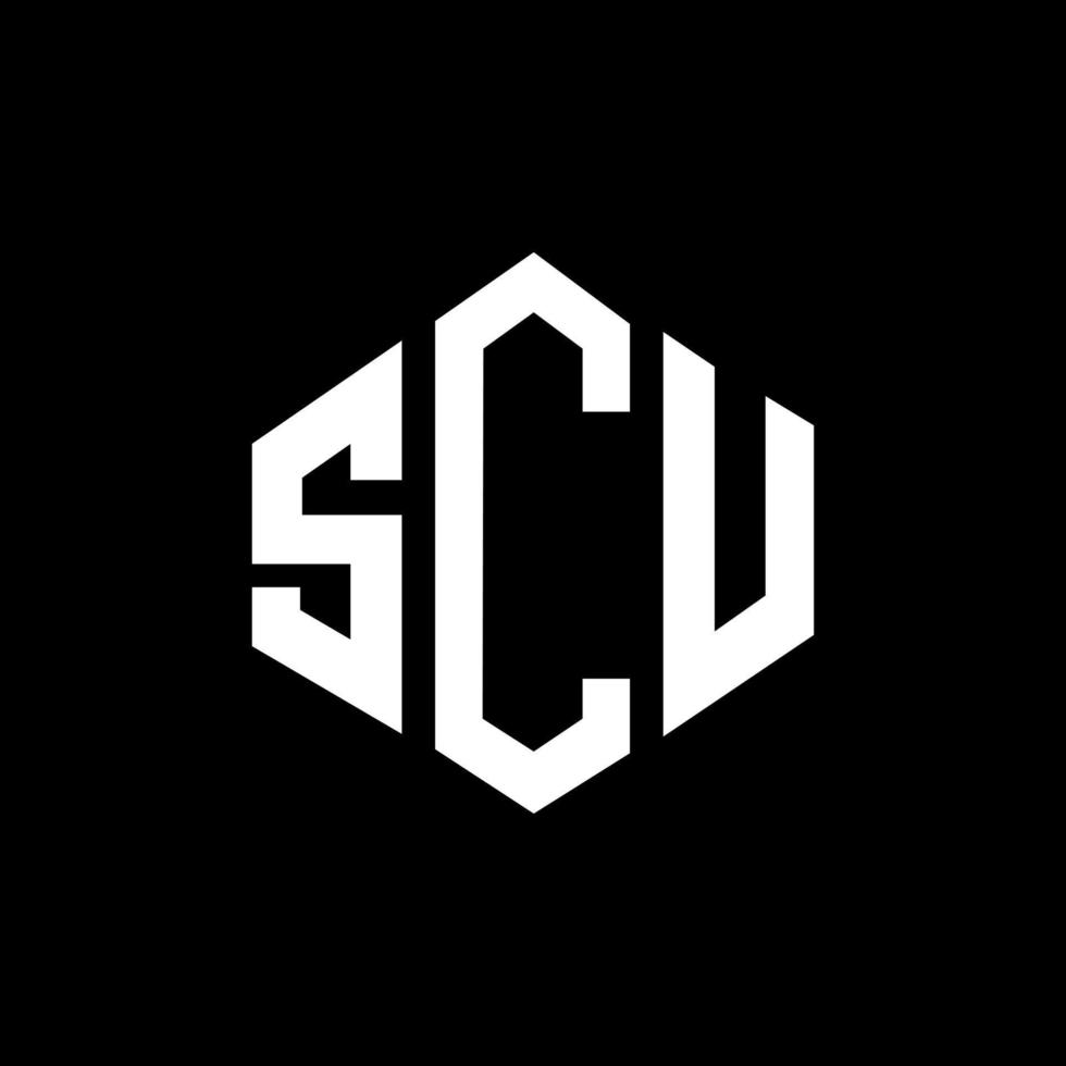 SCU letter logo design with polygon shape. SCU polygon and cube shape logo design. SCU hexagon vector logo template white and black colors. SCU monogram, business and real estate logo.