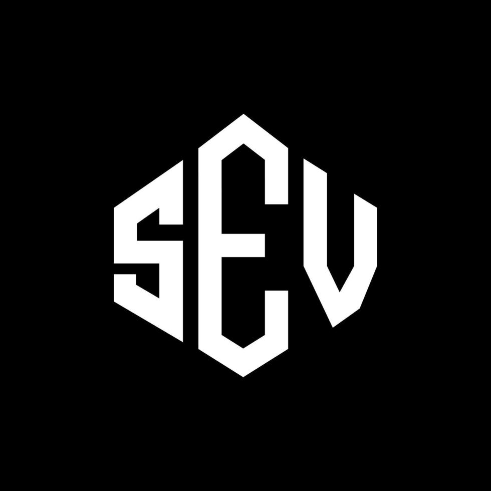 SEV letter logo design with polygon shape. SEV polygon and cube shape logo design. SEV hexagon vector logo template white and black colors. SEV monogram, business and real estate logo.