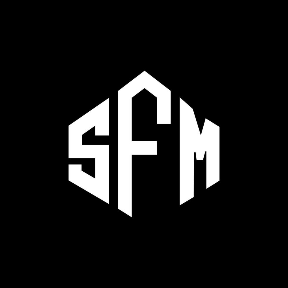 SFM letter logo design with polygon shape. SFM polygon and cube shape logo design. SFM hexagon vector logo template white and black colors. SFM monogram, business and real estate logo.