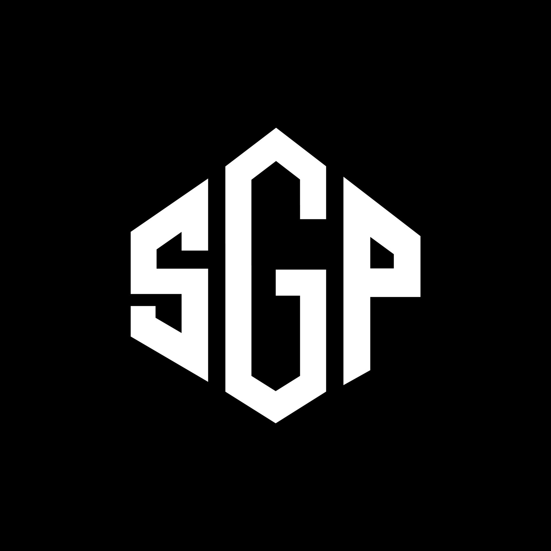 diseño de logotipo de letra sgp con forma de polígono. diseño de