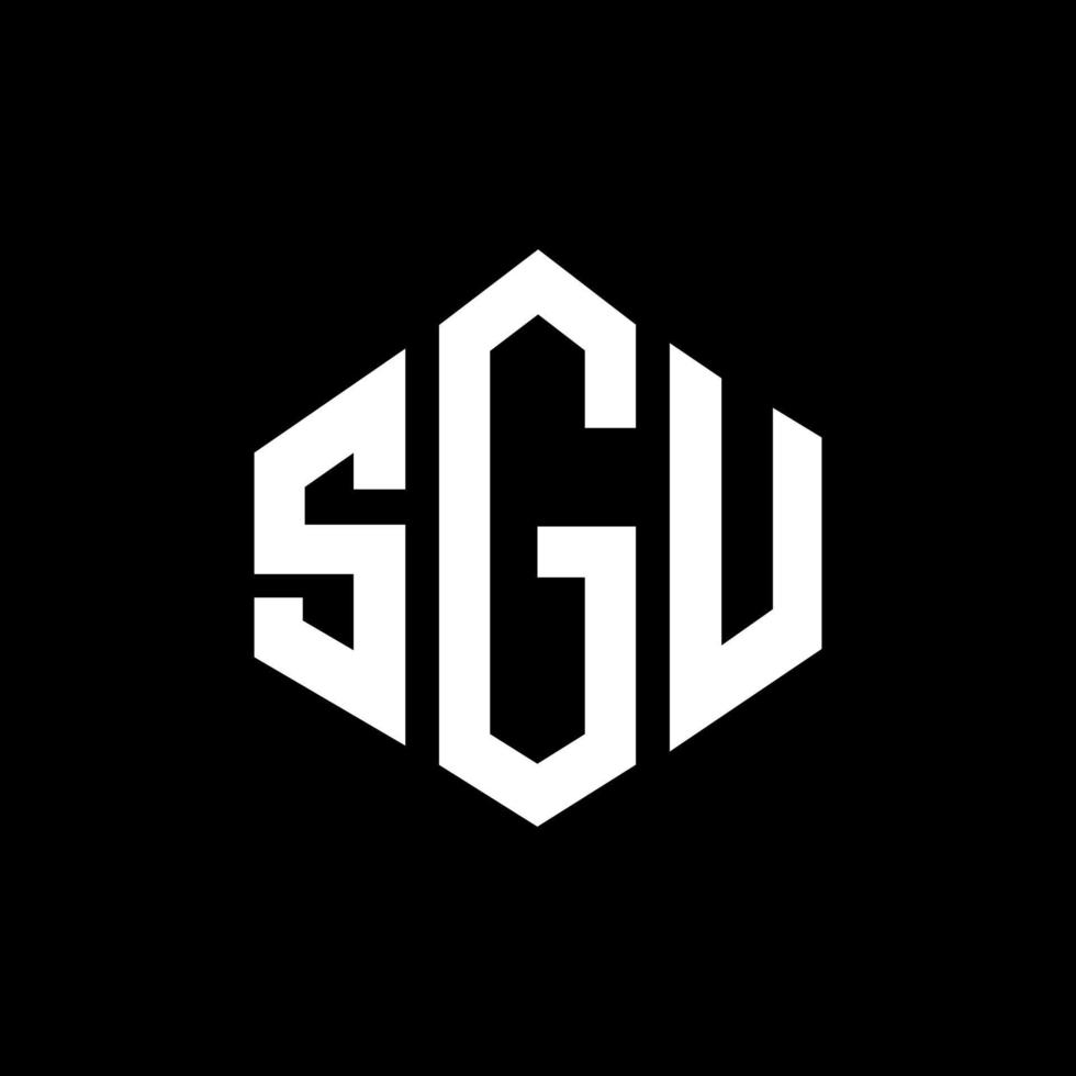 SGU letter logo design with polygon shape. SGU polygon and cube shape logo design. SGU hexagon vector logo template white and black colors. SGU monogram, business and real estate logo.