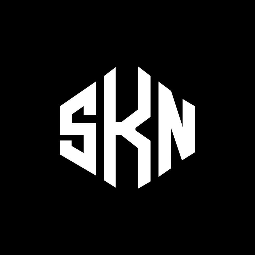 SKN letter logo design with polygon shape. SKN polygon and cube shape logo design. SKN hexagon vector logo template white and black colors. SKN monogram, business and real estate logo.