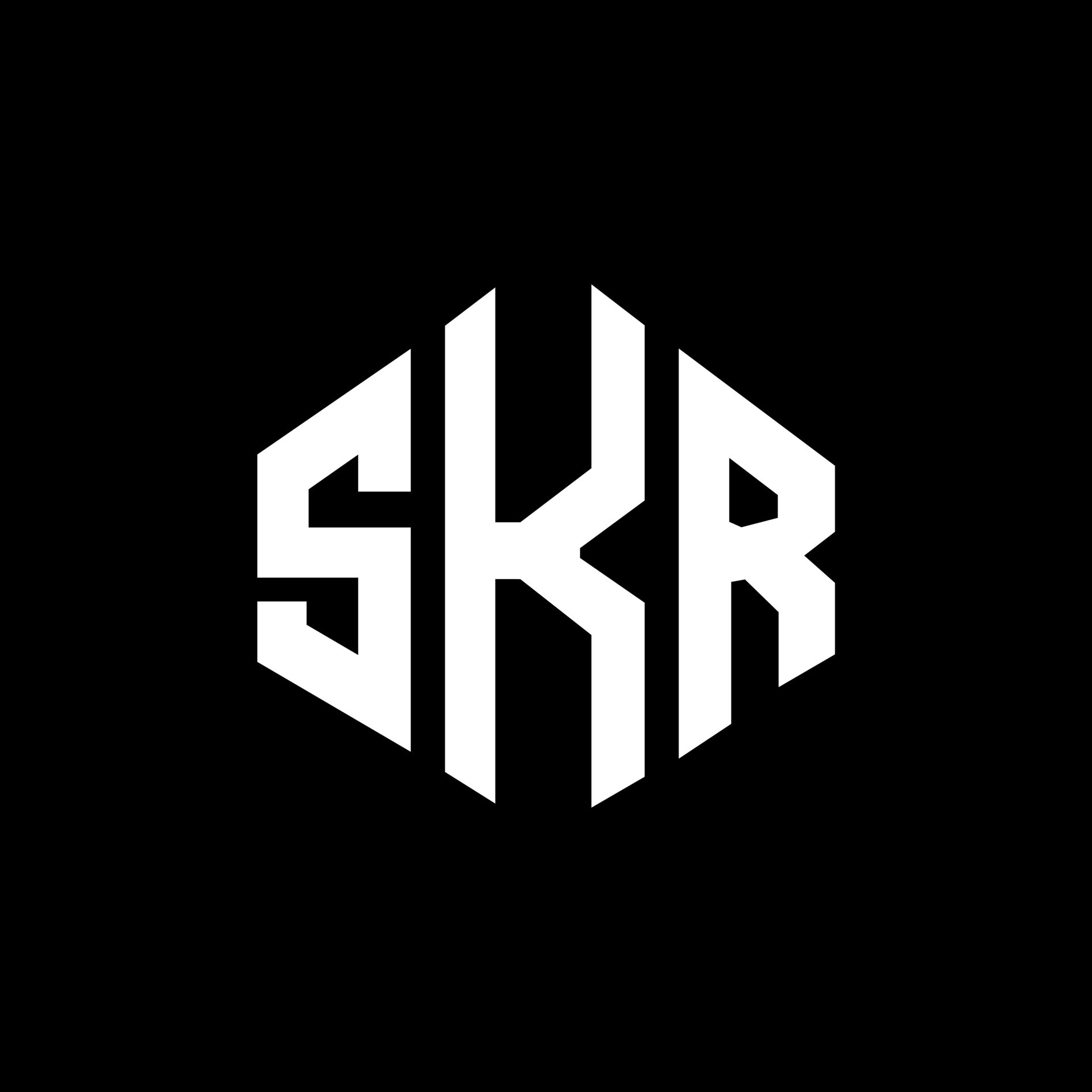 Skręcanie W Lewo Na Drodze Dwujezdniowej SKR letter logo design with polygon shape. SKR polygon and cube shape