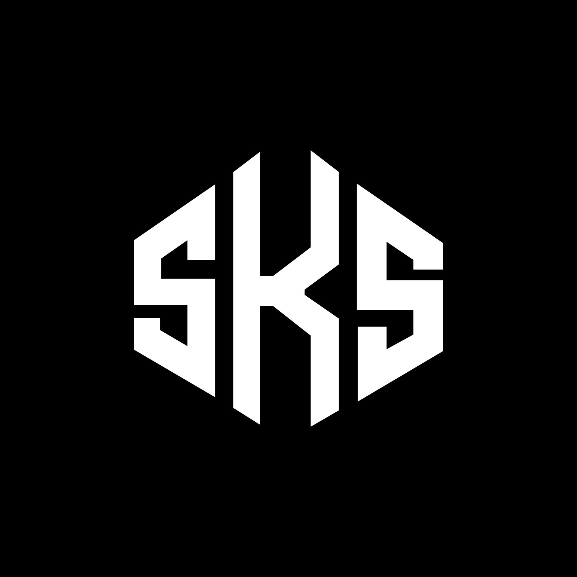 SKS letter logo design with polygon shape. SKS polygon and cube shape