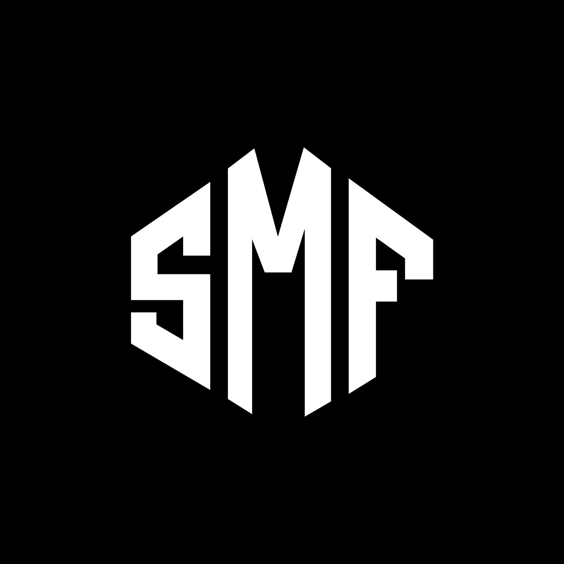 SMF letter logo design with polygon shape. SMF polygon and cube shape