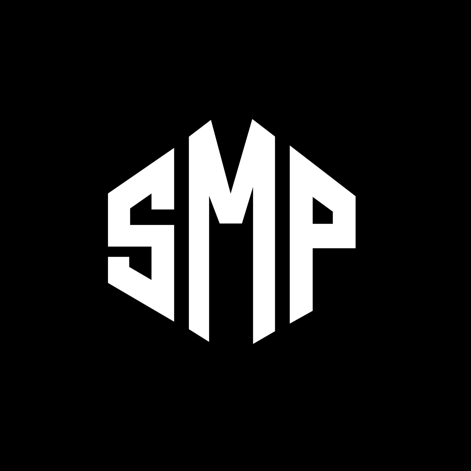diseño de logotipo de letra smp con forma de polígono. diseño de ...