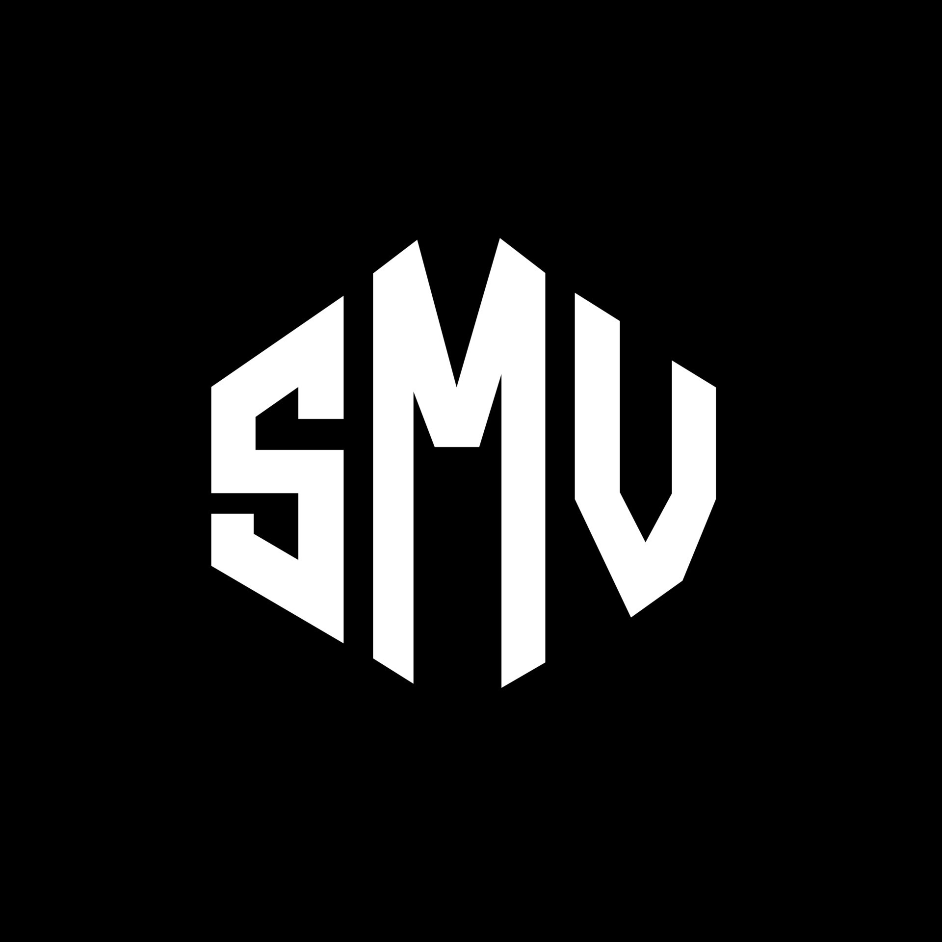 diseño de logotipo de letra smv con forma de polígono. diseño de ...