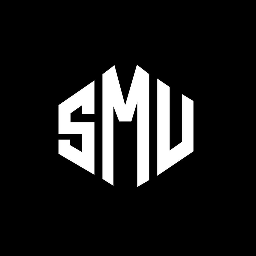 SMU letter logo design with polygon shape. SMU polygon and cube shape logo design. SMU hexagon vector logo template white and black colors. SMU monogram, business and real estate logo.