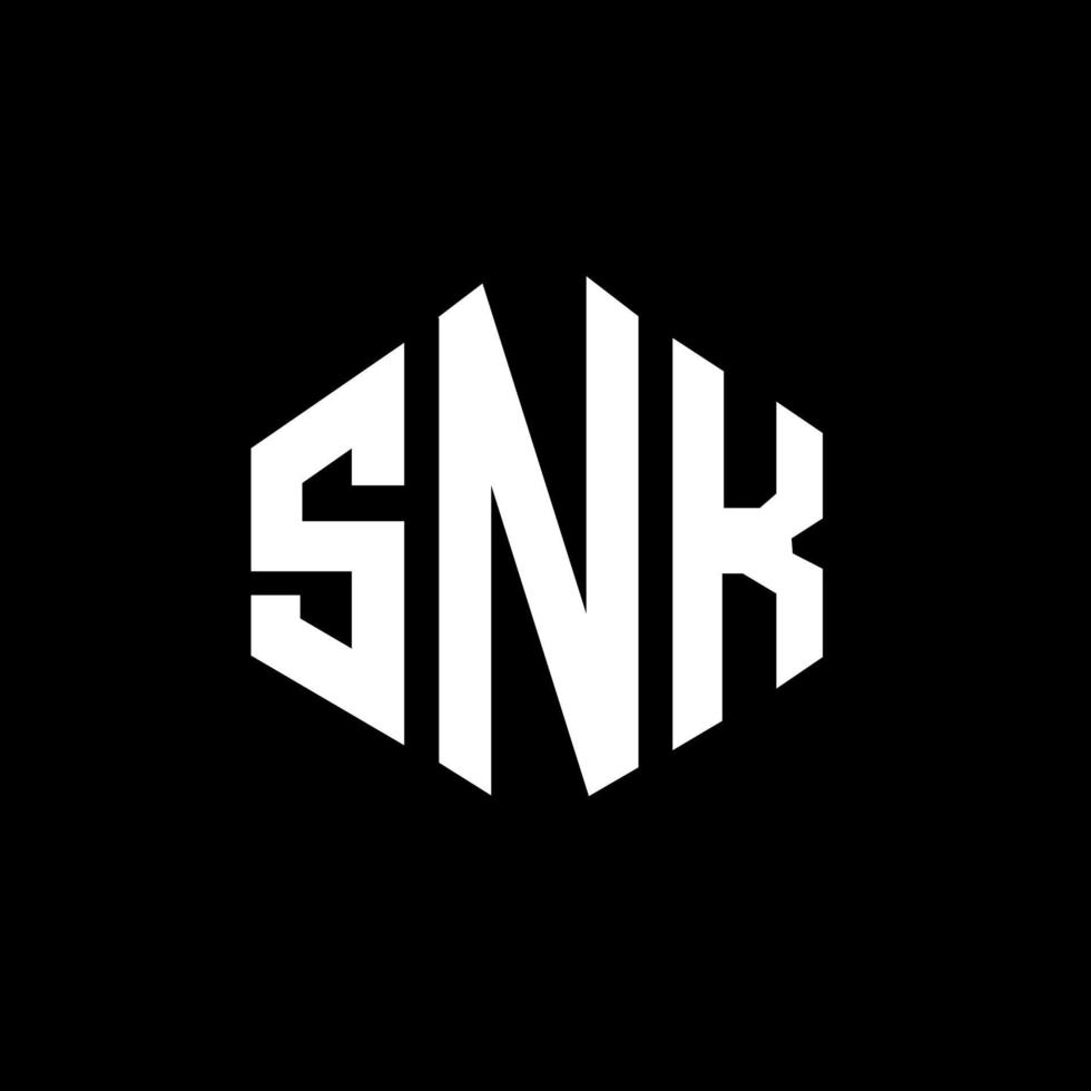 SNK letter logo design with polygon shape. SNK polygon and cube shape logo design. SNK hexagon vector logo template white and black colors. SNK monogram, business and real estate logo.