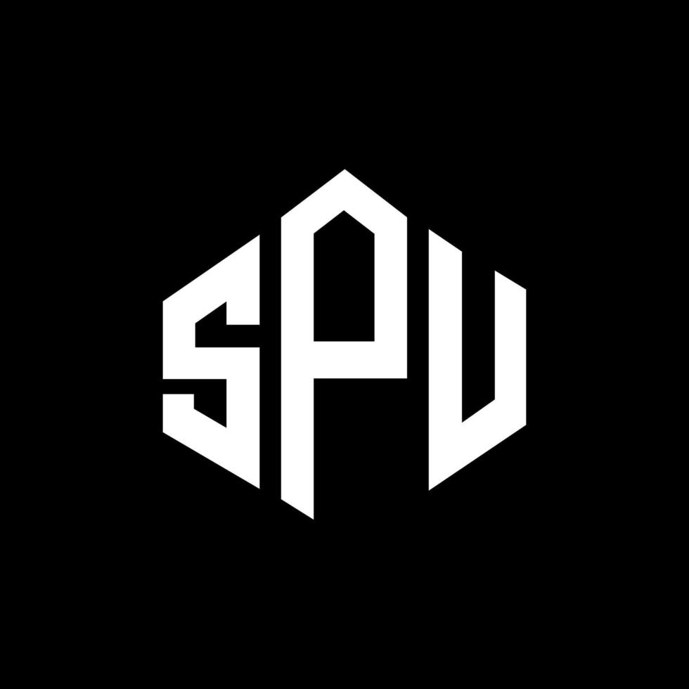 SPU letter logo design with polygon shape. SPU polygon and cube shape logo design. SPU hexagon vector logo template white and black colors. SPU monogram, business and real estate logo.