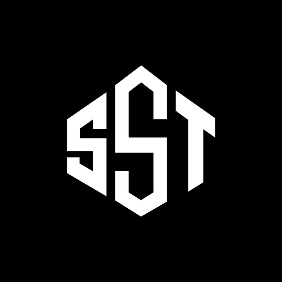 diseño de logotipo de letra sst con forma de polígono. diseño de logotipo en forma de cubo y polígono sst. plantilla de logotipo vectorial hexagonal sst colores blanco y negro. monograma sst, logotipo comercial e inmobiliario. vector