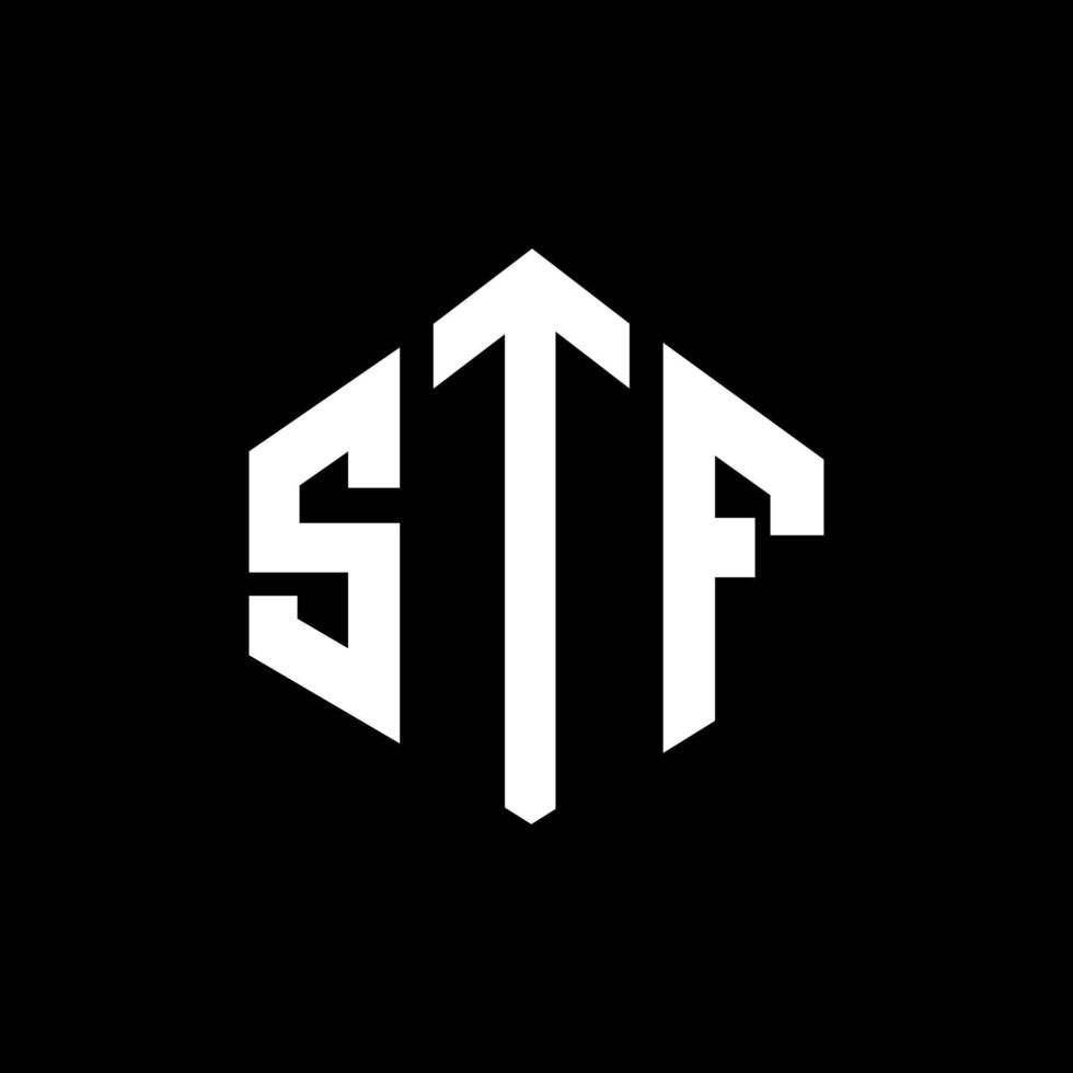 STF letter logo design with polygon shape. STF polygon and cube shape logo design. STF hexagon vector logo template white and black colors. STF monogram, business and real estate logo.