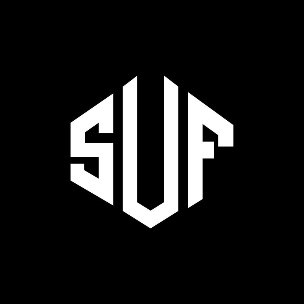 diseño de logotipo de letra suf con forma de polígono. suf polígono y diseño de logotipo en forma de cubo. suf hexágono vector logo plantilla colores blanco y negro. monograma suf, logotipo comercial e inmobiliario.