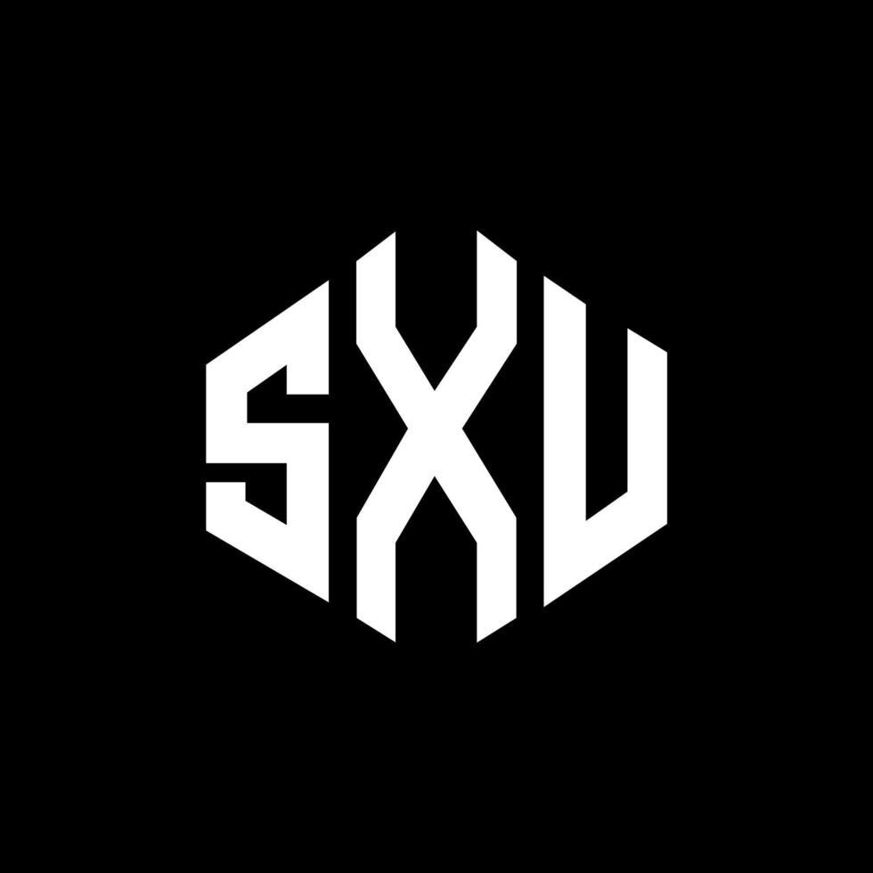 SXU letter logo design with polygon shape. SXU polygon and cube shape logo design. SXU hexagon vector logo template white and black colors. SXU monogram, business and real estate logo.