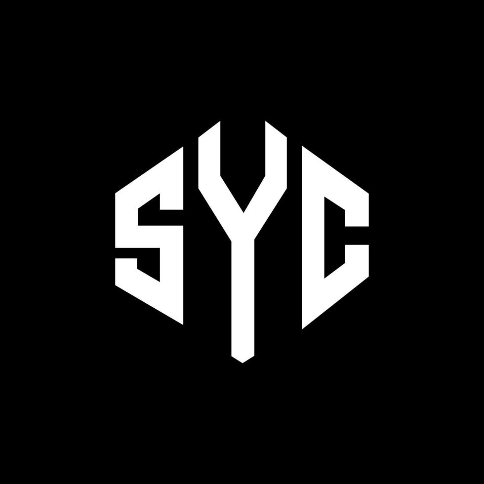 SYC letter logo design with polygon shape. SYC polygon and cube shape logo design. SYC hexagon vector logo template white and black colors. SYC monogram, business and real estate logo.