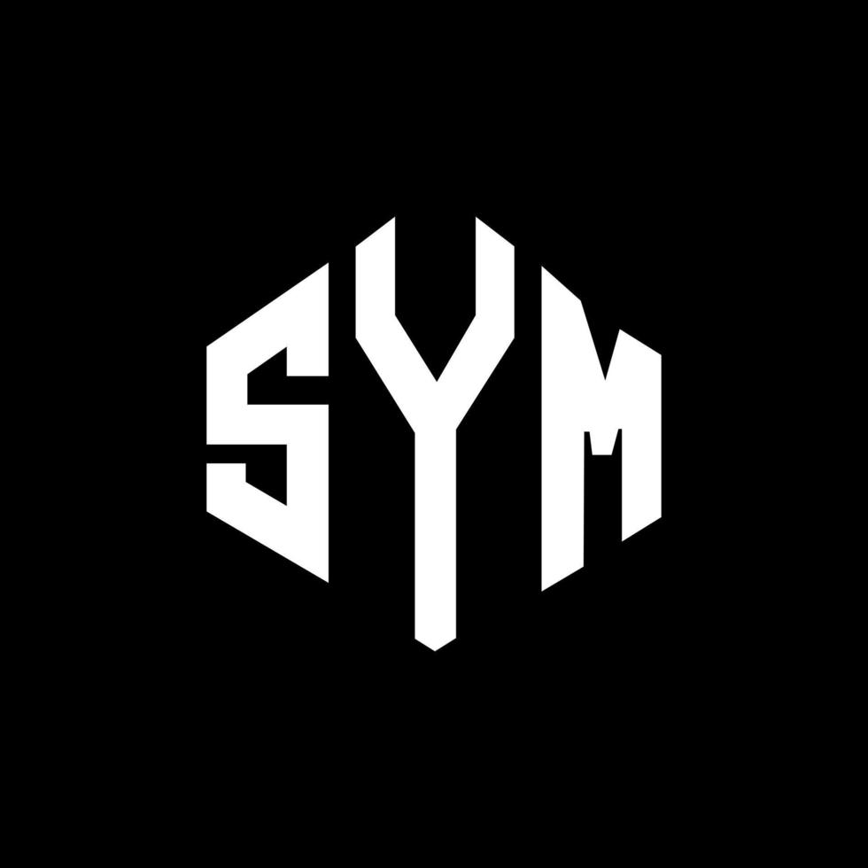 diseño de logotipo de letra sym con forma de polígono. diseño de logotipo en forma de cubo y polígono simbólico. sym hexágono vector logo plantilla colores blanco y negro. monograma sym, logotipo comercial e inmobiliario.