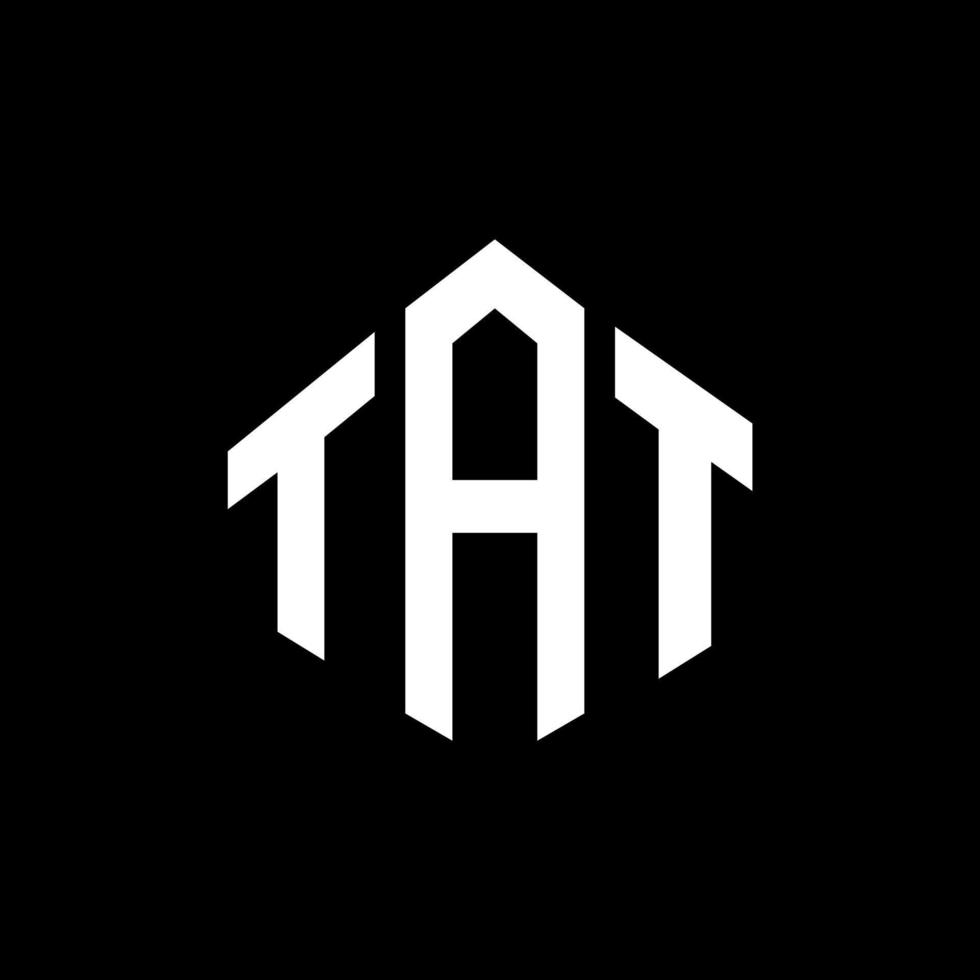 diseño de logotipo de letra tat con forma de polígono. Diseño de logotipo en forma de polígono y cubo. tat hexágono vector logo plantilla colores blanco y negro. monograma tat, logo de negocios y bienes raíces.