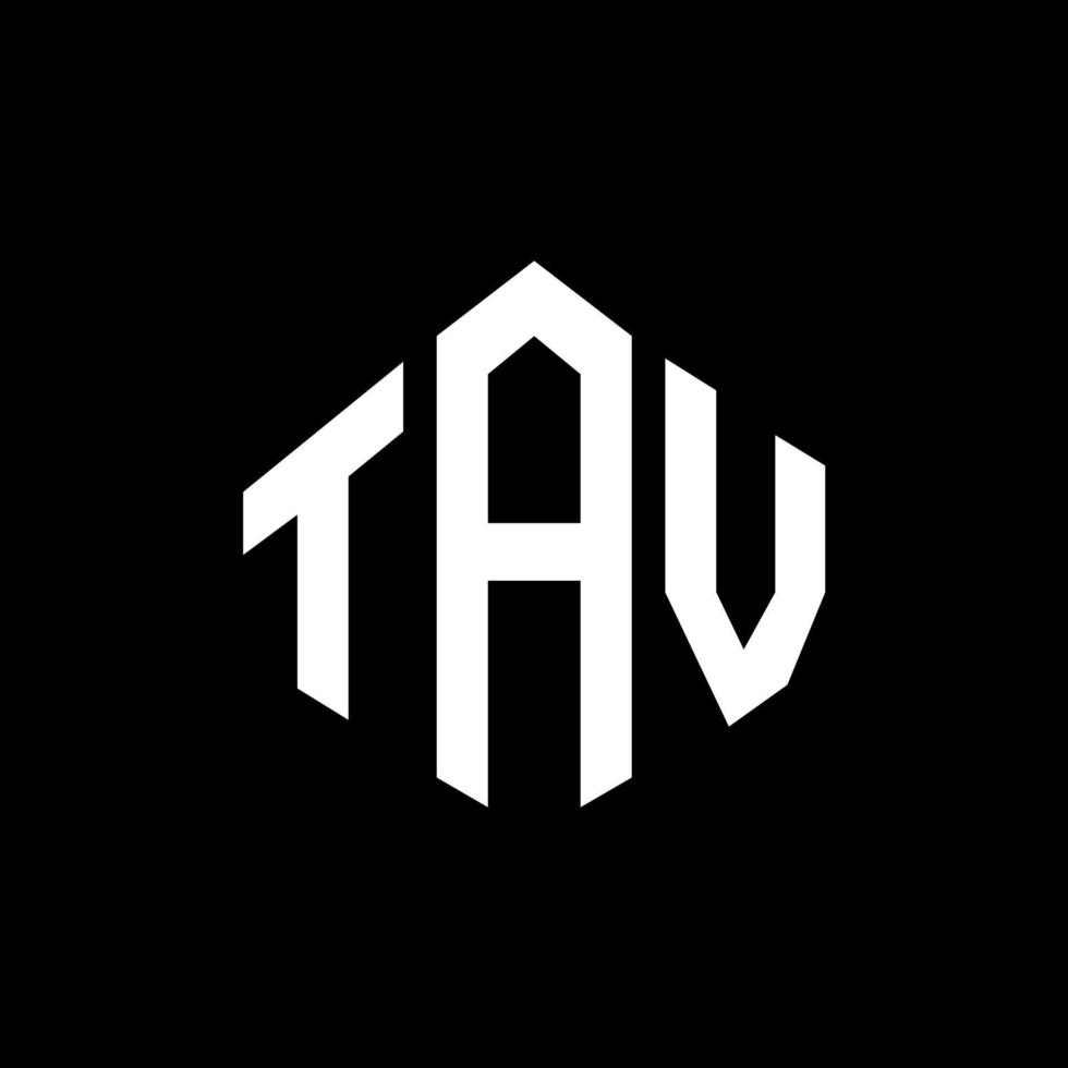 TAV letter logo design with polygon shape. TAV polygon and cube shape logo design. TAV hexagon vector logo template white and black colors. TAV monogram, business and real estate logo.