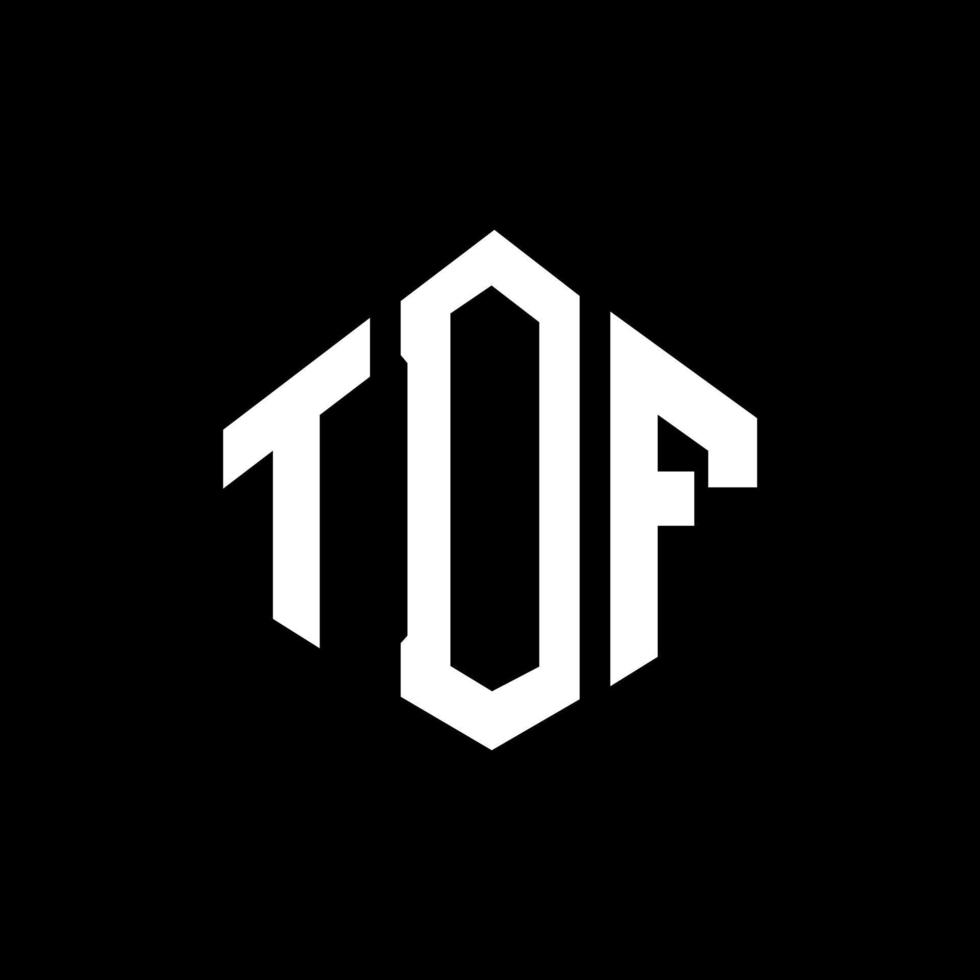 TDF letter logo design with polygon shape. TDF polygon and cube shape logo design. TDF hexagon vector logo template white and black colors. TDF monogram, business and real estate logo.