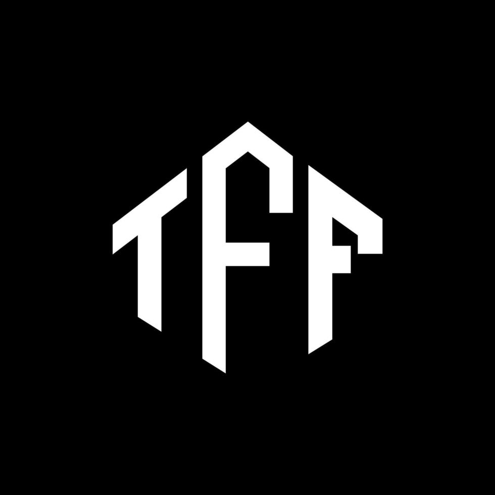 TFF letter logo design with polygon shape. TFF polygon and cube shape logo design. TFF hexagon vector logo template white and black colors. TFF monogram, business and real estate logo.