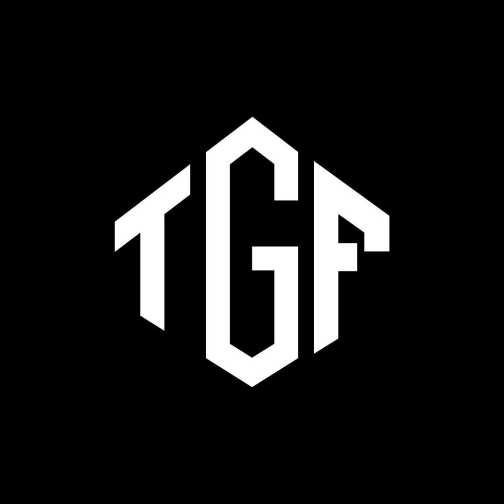 TGF letter logo design with polygon shape. TGF polygon and cube shape logo design. TGF hexagon vector logo template white and black colors. TGF monogram, business and real estate logo.