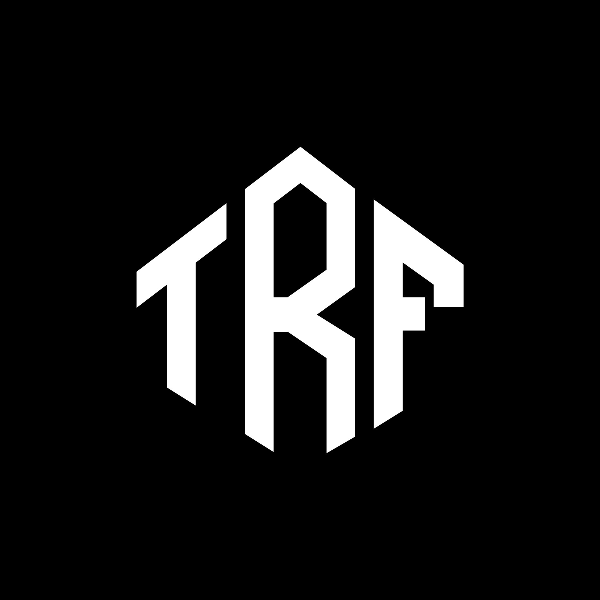 diseño de logotipo de letra trf con forma de polígono. diseño de